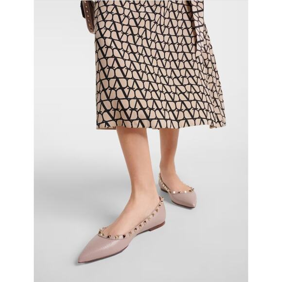 Valentino Garavani Shoes - NIB Valentino Garavani Rockstud Leather Ballet Flats Women's Poudre Size 37.5